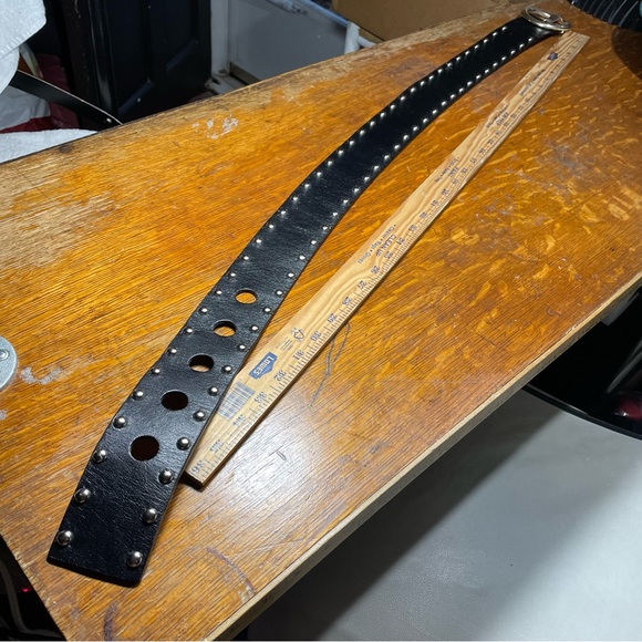 Michael Kors black leather silver stud wide belt M - Picture 10 of 11